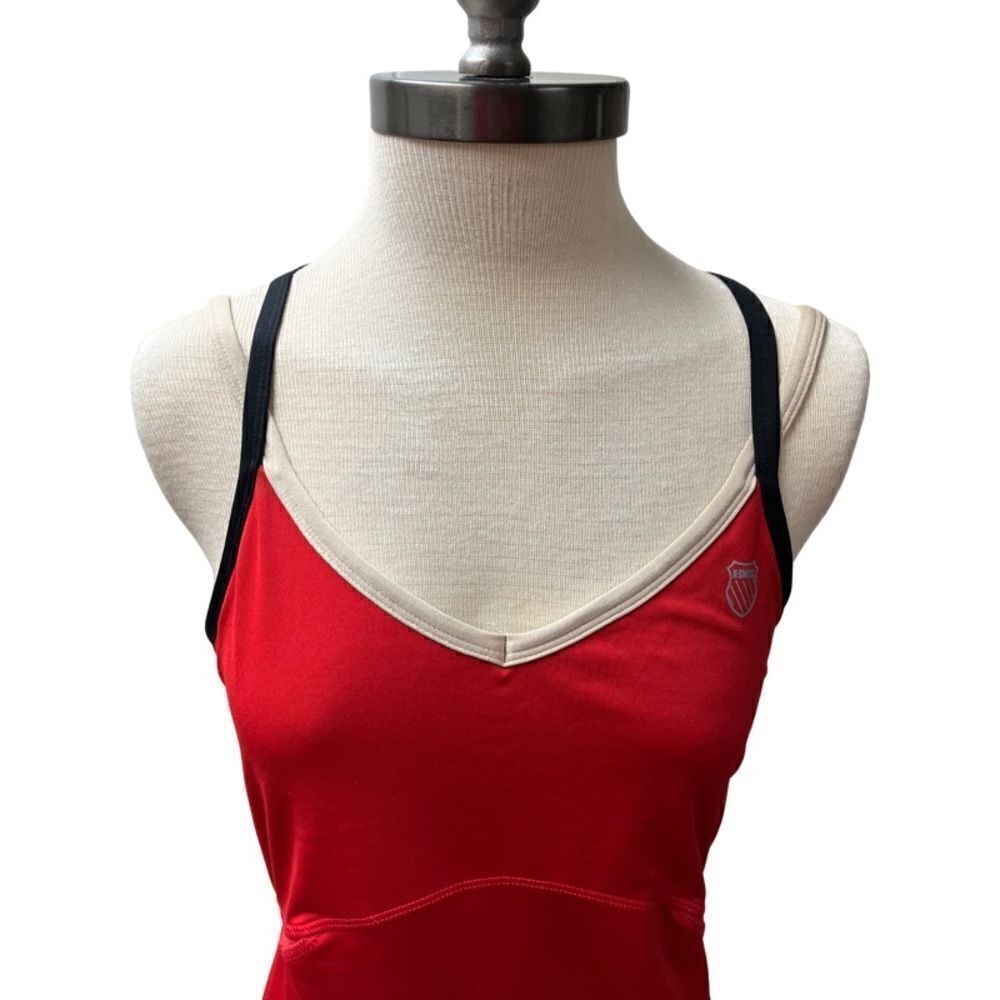 K-SWISS Activewear Tennis Tank Women’s SZ Small Red Criss-cross Back Bra Shelf - Picture 8 of 11